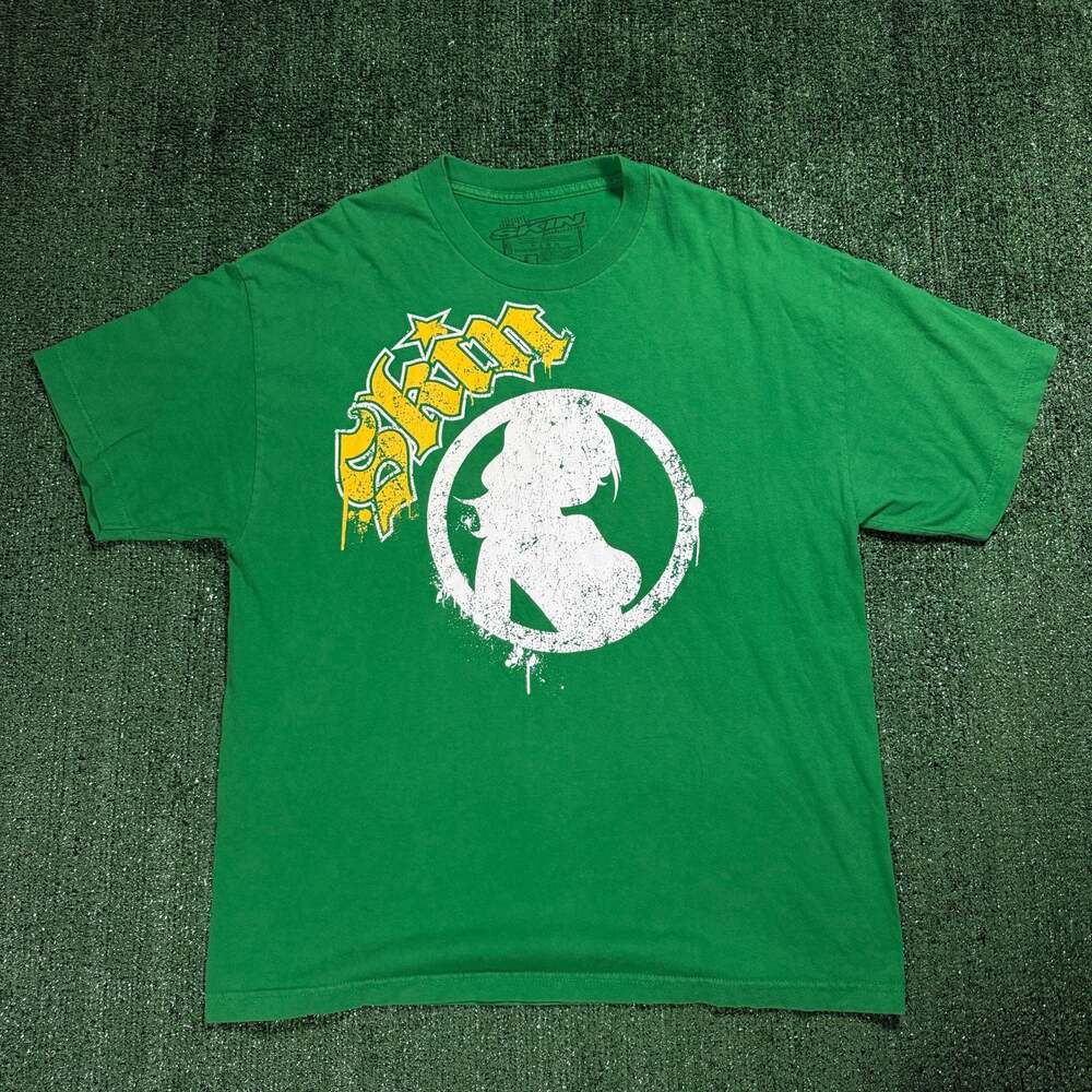 Vintage Y2K Skin Industries Green Graphic T-Shirt Men's Size XL